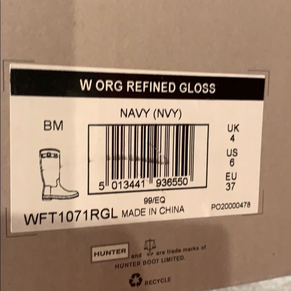 HUNTER ORIGINAL REFINED NAVY GLOSS RAIN BOOTS SZ 6 - Picture 4 of 4